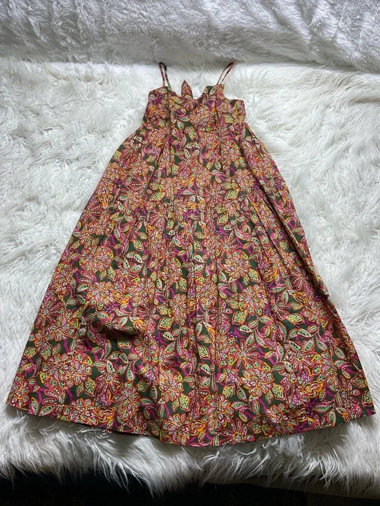 J. CREW Multi-color Tie Back Cotton Maxi Dress - Picture 2 of 5